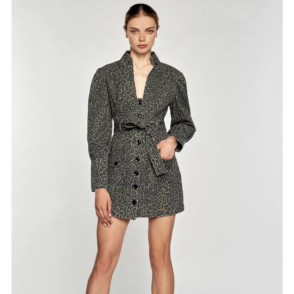 NWT Marissa Webb Mera leopard Print Canvas Dress Sz S